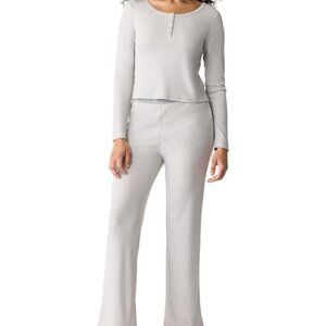 Gap GapBody Women's Long-Sleeve Rib Pajama Top - Quiet Grey